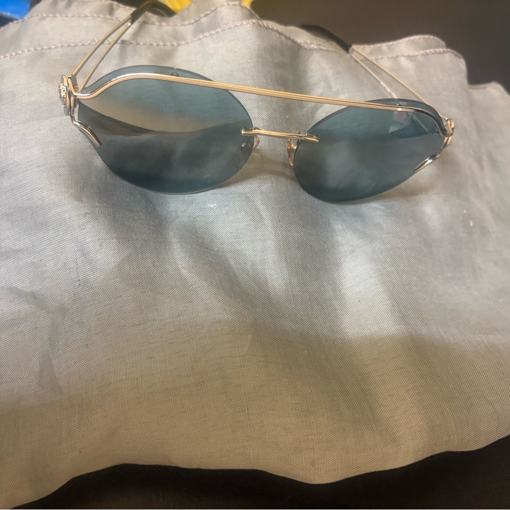 Silver trim/ Blue silver lenses VERSACE Sunglasses